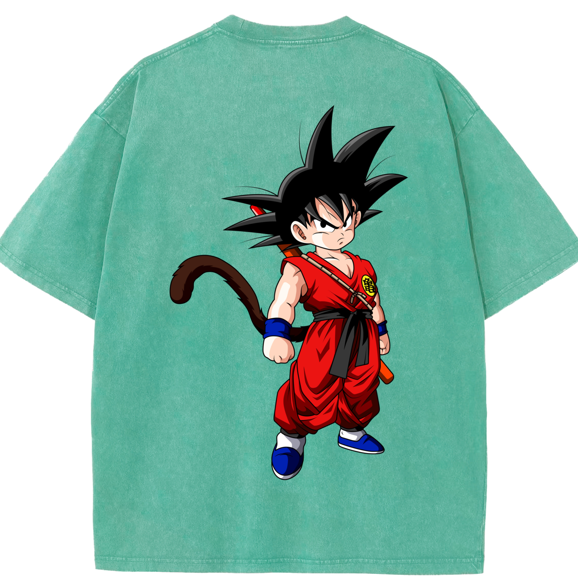 （画像用） ドラゴンボール 孫悟空（そん ごくう）Son Goku カカロット DRAGON BALL Kakarotto 綿100% ヴィンテージ風 半袖Tシャツ（背面プリント）
